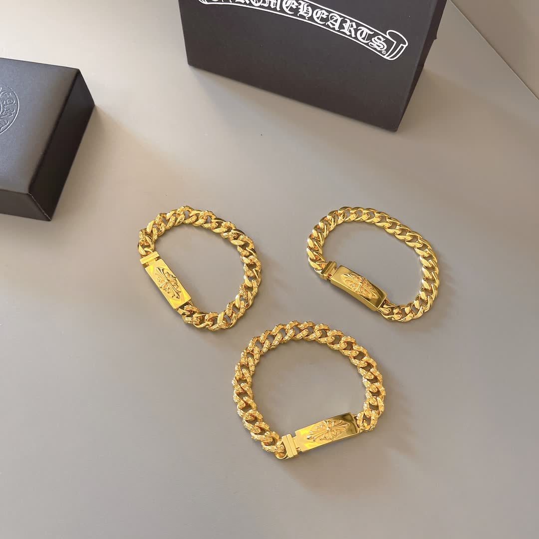 Chrome Hearts Gold-Plated Chain Bracelets